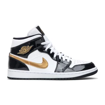 AJ 1 Mid Patent Black Gold