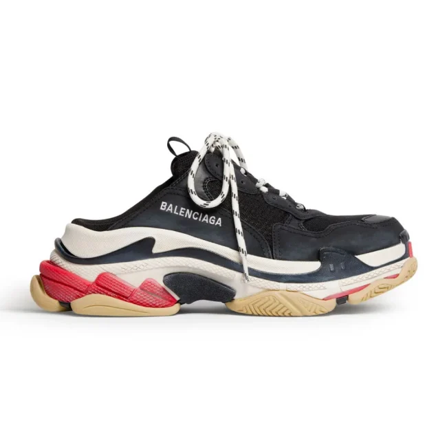 Balen Triple S Mule Black, White And Red