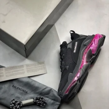 Balen Triple S Clear Sole Black/pink Neon