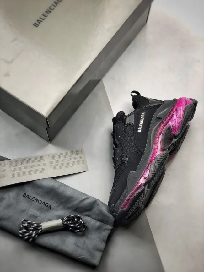 Balen Triple S Clear Sole Black/pink Neon