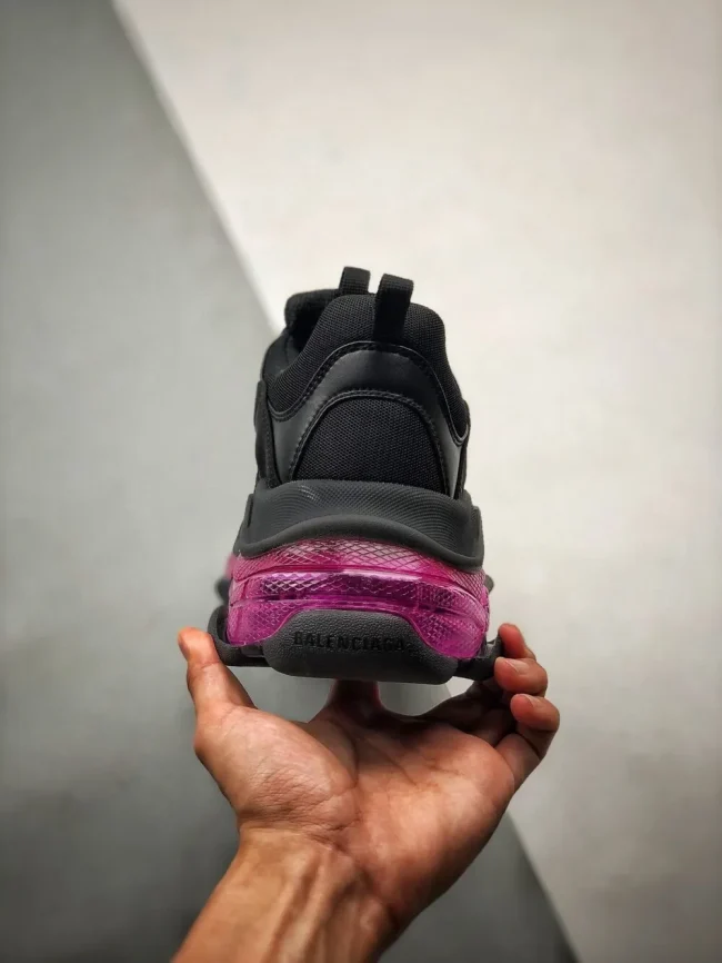 Balen Triple S Clear Sole Black/pink Neon