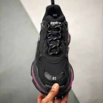 Balen Triple S Clear Sole Black/pink Neon