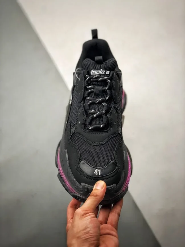 Balen Triple S Clear Sole Black/pink Neon