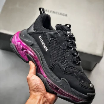 Balen Triple S Clear Sole Black/pink Neon