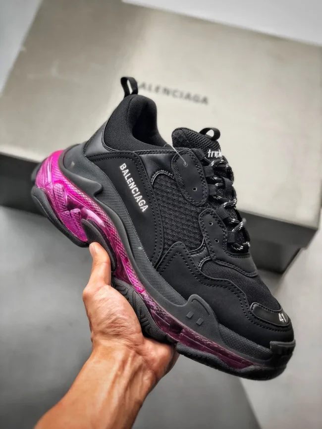 Balen Triple S Clear Sole Black/pink Neon