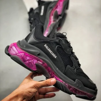 Balen Triple S Clear Sole Black/pink Neon