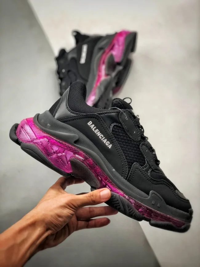 Balen Triple S Clear Sole Black/pink Neon