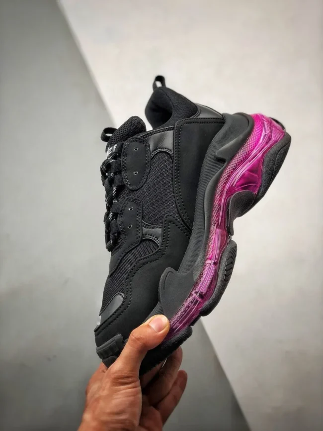 Balen Triple S Clear Sole Black/pink Neon