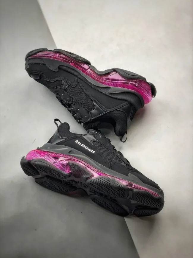 Balen Triple S Clear Sole Black/pink Neon