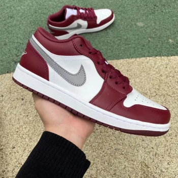 AJ 1 Low White Bordeaux