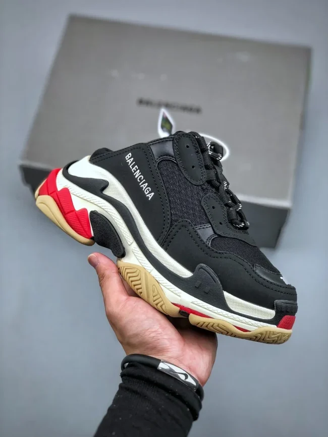 Balen Triple S Mule Black, White And Red