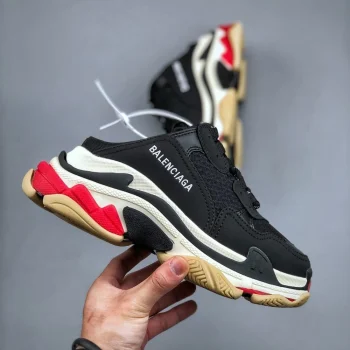 Balen Triple S Mule Black, White And Red