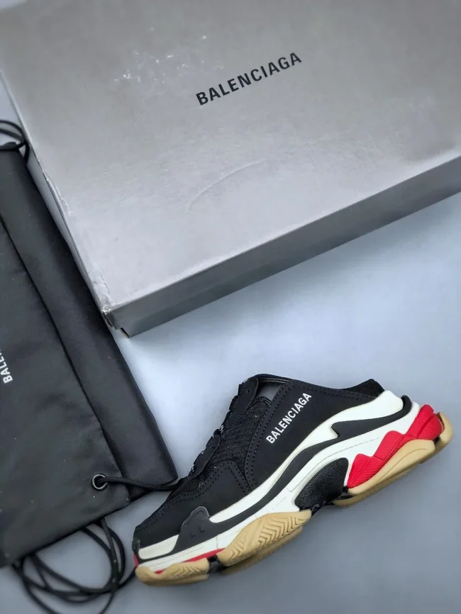 Balen Triple S Mule Black, White And Red