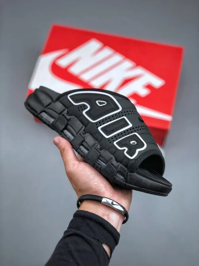 Air More Uptempo Slide Black - Grey Sole