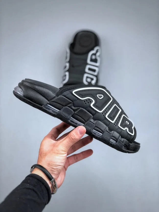 Air More Uptempo Slide Black - Grey Sole