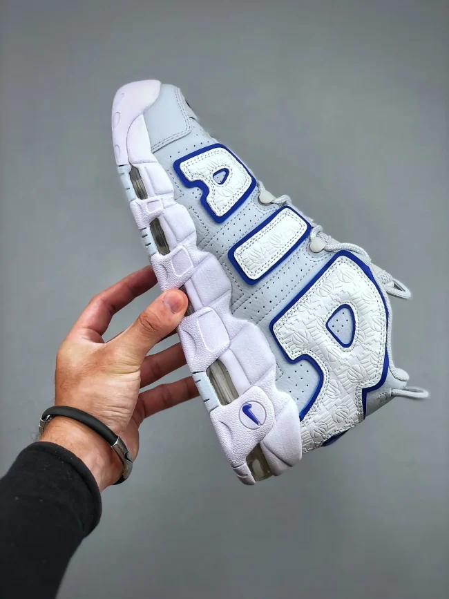 Air More Uptempo Embossed White Royal Blue