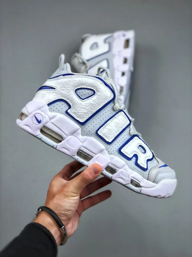 Air More Uptempo Embossed White Royal Blue