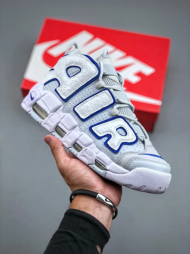 Air More Uptempo Embossed White Royal Blue