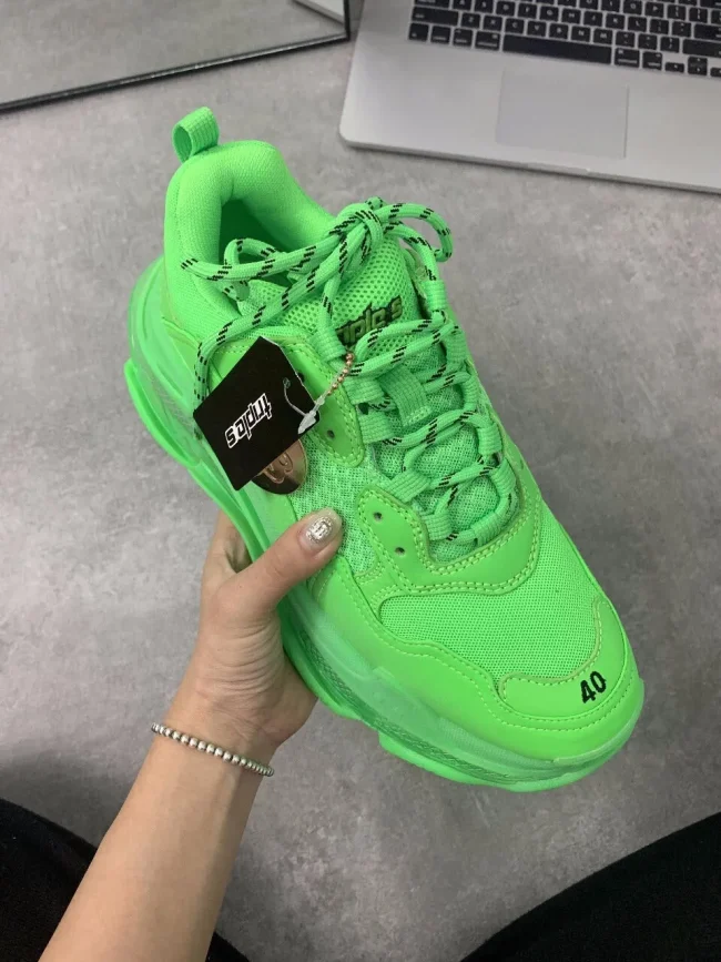 Balen Triple S Clear Sole Neon Green