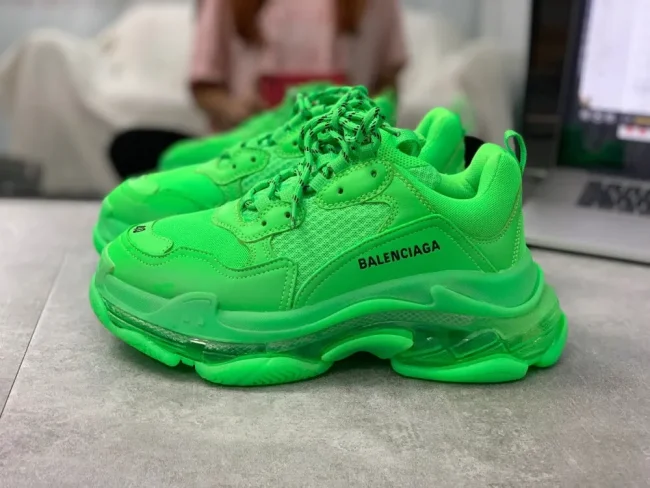 Balen Triple S Clear Sole Neon Green