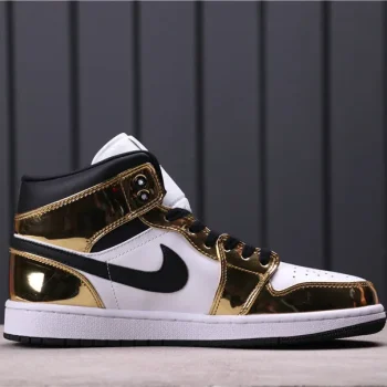 AJ 1 Mid Se White Metallic Gold