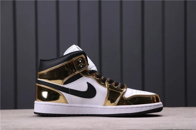 AJ 1 Mid Se White Metallic Gold