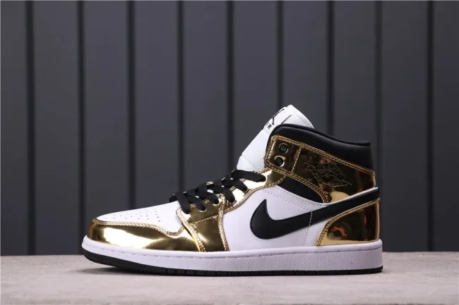 AJ 1 Mid Se White Metallic Gold