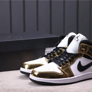 AJ 1 Mid Se White Metallic Gold