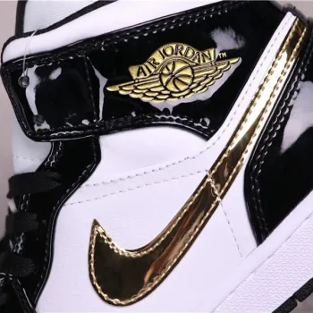 AJ 1 Mid Patent Black Gold