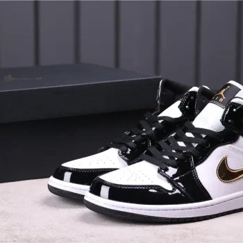 AJ 1 Mid Patent Black Gold