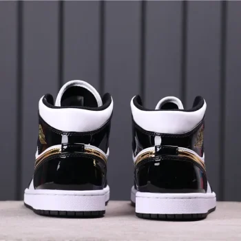 AJ 1 Mid Patent Black Gold