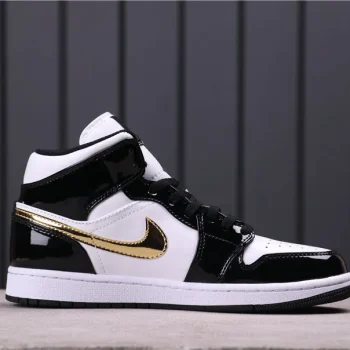 AJ 1 Mid Patent Black Gold